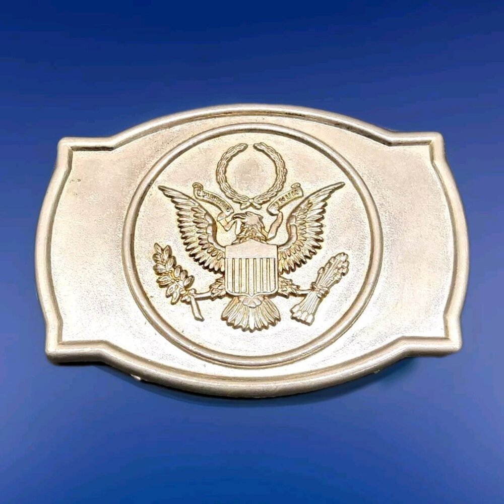 Vintage Belt Buckle USA Eagle Patriotic E Pluribus Unum Americana 4506  READ